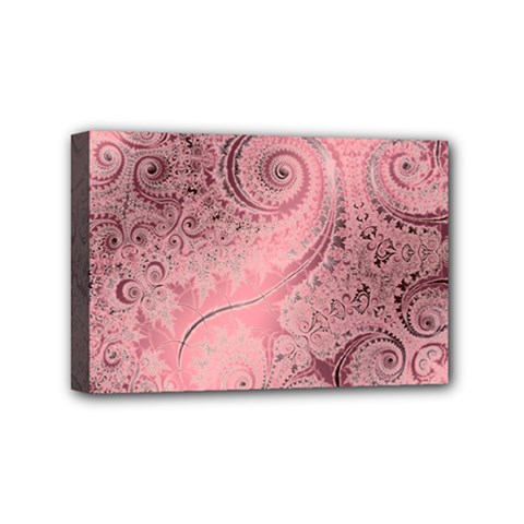 Orchid Pink And Blush Swirls Spirals Mini Canvas 6  X 4  (stretched) by SpinnyChairDesigns