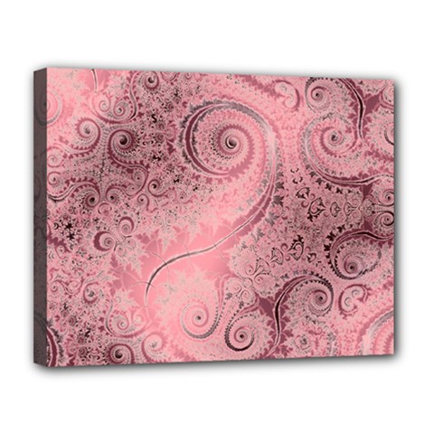 Orchid Pink And Blush Swirls Spirals Canvas 14  X 11  (stretched) by SpinnyChairDesigns