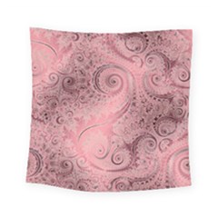 Orchid Pink And Blush Swirls Spirals Square Tapestry (small) by SpinnyChairDesigns