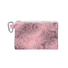 Orchid Pink And Blush Swirls Spirals Canvas Cosmetic Bag (small) by SpinnyChairDesigns