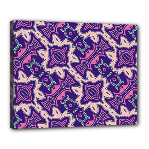 Amethyst And Pink Checkered Stripes Canvas 20  X 16  (stretched) by SpinnyChairDesigns