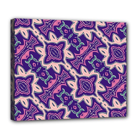 Amethyst And Pink Checkered Stripes Deluxe Canvas 24  X 20  (stretched) by SpinnyChairDesigns