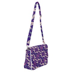 Amethyst And Pink Checkered Stripes Shoulder Bag With Back Zipper by SpinnyChairDesigns