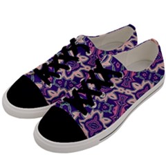 Amethyst And Pink Checkered Stripes Men s Low Top Canvas Sneakers by SpinnyChairDesigns