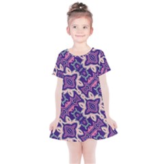 Amethyst And Pink Checkered Stripes Kids  Simple Cotton Dress by SpinnyChairDesigns