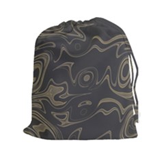 Taupe Umber Abstract Art Swirls Drawstring Pouch (2xl) by SpinnyChairDesigns