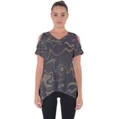 Taupe Umber Abstract Art Swirls Cut Out Side Drop Tee by SpinnyChairDesigns