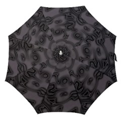Dark Plum And Black Abstract Art Swirls Straight Umbrellas by SpinnyChairDesigns