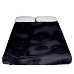 Dark Plum And Black Abstract Art Swirls Fitted Sheet (california King Size) by SpinnyChairDesigns