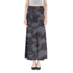 Dark Plum And Black Abstract Art Swirls Full Length Maxi Skirt by SpinnyChairDesigns