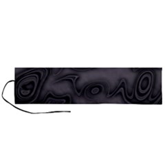 Dark Plum And Black Abstract Art Swirls Roll Up Canvas Pencil Holder (l) by SpinnyChairDesigns