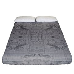 Silver Grey Decorative Floral Pattern Fitted Sheet (king Size) by SpinnyChairDesigns