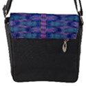 Purple Blue Ikat Stripes Flap Closure Messenger Bag (S) View1