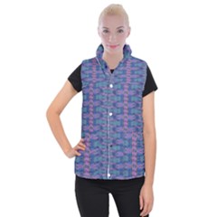 Purple Blue Ikat Stripes Women s Button Up Vest by SpinnyChairDesigns