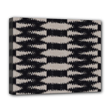 Black And White Zebra Ikat Stripes Deluxe Canvas 20  X 16  (stretched) by SpinnyChairDesigns