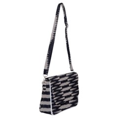 Black And White Zebra Ikat Stripes Shoulder Bag With Back Zipper by SpinnyChairDesigns