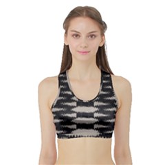 Black And White Zebra Ikat Stripes Sports Bra With Border