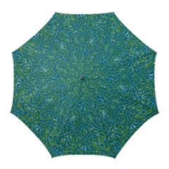 Abstract Blue Green Jungle Paisley Golf Umbrellas by SpinnyChairDesigns