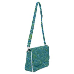 Abstract Blue Green Jungle Paisley Shoulder Bag With Back Zipper by SpinnyChairDesigns