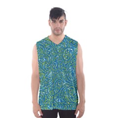 Abstract Blue Green Jungle Paisley Men s Basketball Tank Top by SpinnyChairDesigns