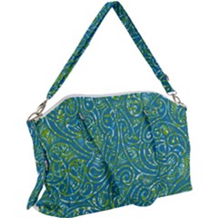 Abstract Blue Green Jungle Paisley Canvas Crossbody Bag by SpinnyChairDesigns