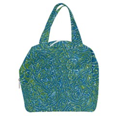 Abstract Blue Green Jungle Paisley Boxy Hand Bag by SpinnyChairDesigns