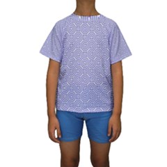 Royal Purple Grey And White Truchet Pattern Kids  Short Sleeve Swimwear by SpinnyChairDesigns