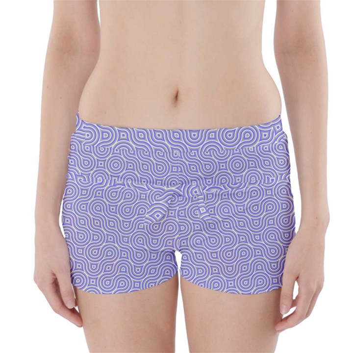 Royal Purple Grey and White Truchet Pattern Boyleg Bikini Wrap Bottoms