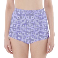 Royal Purple Grey And White Truchet Pattern High-waisted Bikini Bottoms by SpinnyChairDesigns