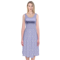 Royal Purple Grey And White Truchet Pattern Midi Sleeveless Dress by SpinnyChairDesigns