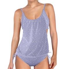 Royal Purple Grey And White Truchet Pattern Tankini Set by SpinnyChairDesigns