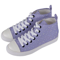 Royal Purple Grey And White Truchet Pattern Women s Mid-top Canvas Sneakers
