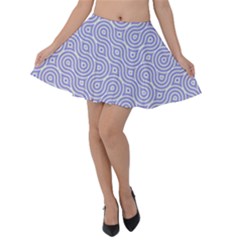 Royal Purple Grey And White Truchet Pattern Velvet Skater Skirt by SpinnyChairDesigns