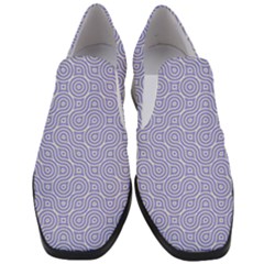 Royal Purple Grey And White Truchet Pattern Women Slip On Heel Loafers by SpinnyChairDesigns