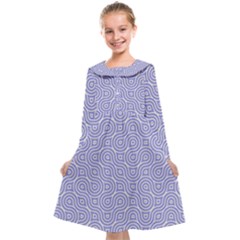 Royal Purple Grey And White Truchet Pattern Kids  Midi Sailor Dress by SpinnyChairDesigns