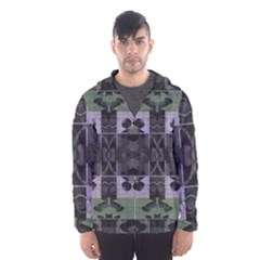 Chive Purple Black Abstract Art Pattern Men s Hooded Windbreaker