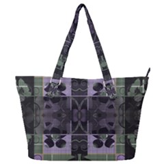 Chive Purple Black Abstract Art Pattern Full Print Shoulder Bag by SpinnyChairDesigns