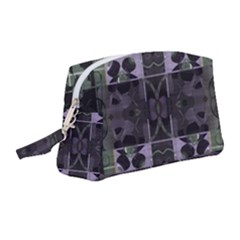 Chive Purple Black Abstract Art Pattern Wristlet Pouch Bag (medium)