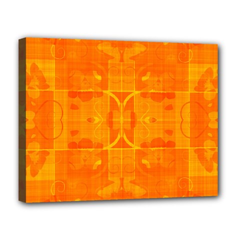 Orange Peel Abstract Batik Pattern Canvas 14  X 11  (stretched) by SpinnyChairDesigns