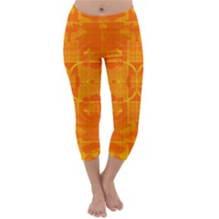 Orange Peel Abstract Batik Pattern Capri Winter Leggings  by SpinnyChairDesigns