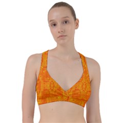 Orange Peel Abstract Batik Pattern Sweetheart Sports Bra by SpinnyChairDesigns