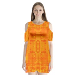 Orange Peel Abstract Batik Pattern Shoulder Cutout Velvet One Piece by SpinnyChairDesigns