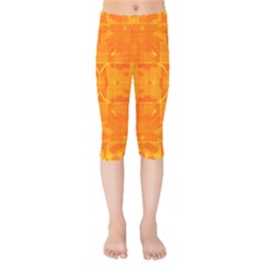 Orange Peel Abstract Batik Pattern Kids  Capri Leggings  by SpinnyChairDesigns