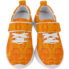 Orange Peel Abstract Batik Pattern Kids  Velcro Strap Shoes by SpinnyChairDesigns
