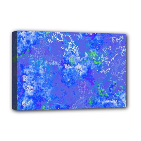 Bright Blue Paint Splatters Deluxe Canvas 18  X 12  (stretched)