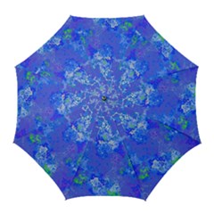 Bright Blue Paint Splatters Golf Umbrellas by SpinnyChairDesigns