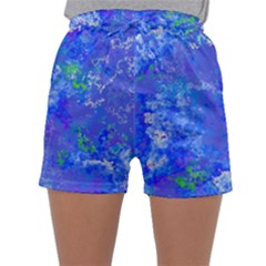 Bright Blue Paint Splatters Sleepwear Shorts by SpinnyChairDesigns