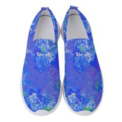 Bright Blue Paint Splatters Women s Slip On Sneakers by SpinnyChairDesigns