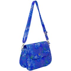 Bright Blue Paint Splatters Saddle Handbag by SpinnyChairDesigns