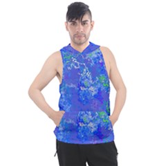 Bright Blue Paint Splatters Men s Sleeveless Hoodie